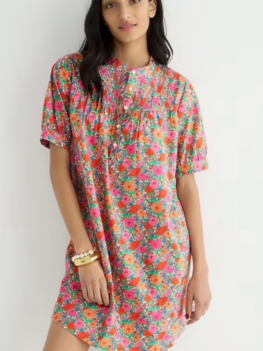 J. Crew Short Sleeve Mini Shirt Dress in Liberty Meadow Song Fabric - Size M